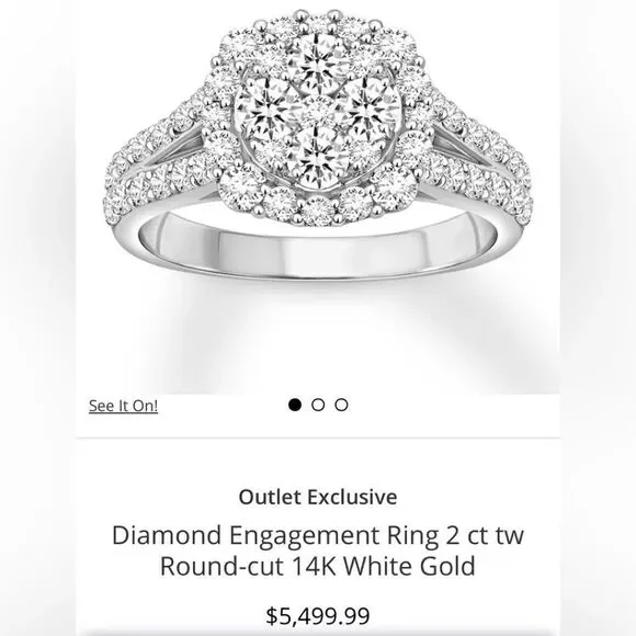 14k white gold diamond ring - Picture 6 of 9